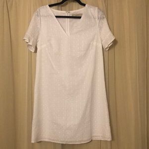 White eyelet shift dress
